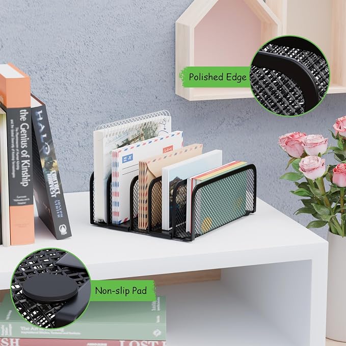 Mail Organizer Countertop 2 Pack, Metal File Holder - Image 3