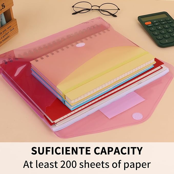 EOOUT 12pcs Plastic Envelopes Poly Envelopes, Hook & Loop Closure File Folders - Image 3