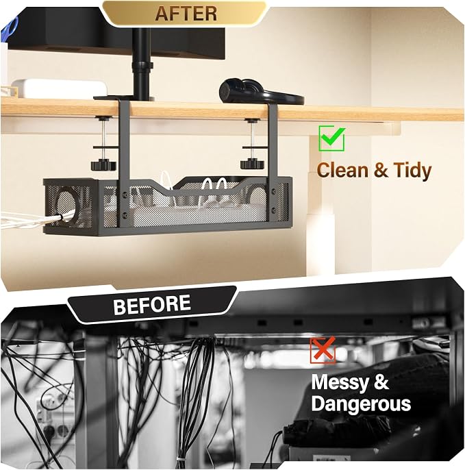 2 Pack Under Desk Cable Management Tray, Cinati Cord Organizers - Image 4