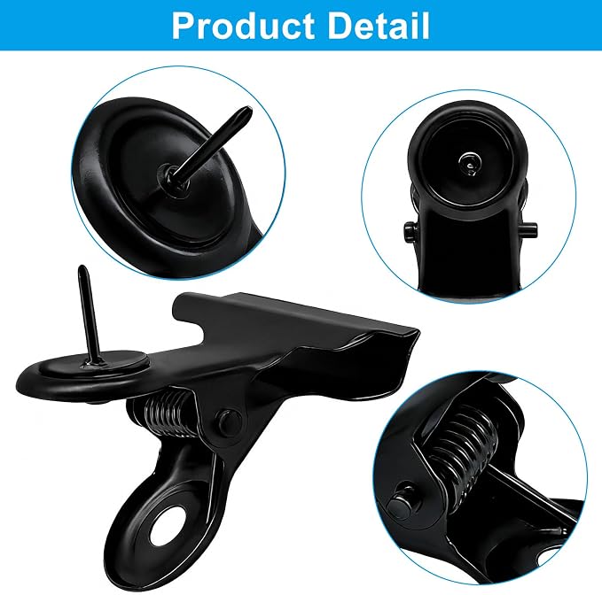 30Pcs Black Push Pins Metal Push Pin Clips, Pushpin Clip Bulldog Clip - Image 2