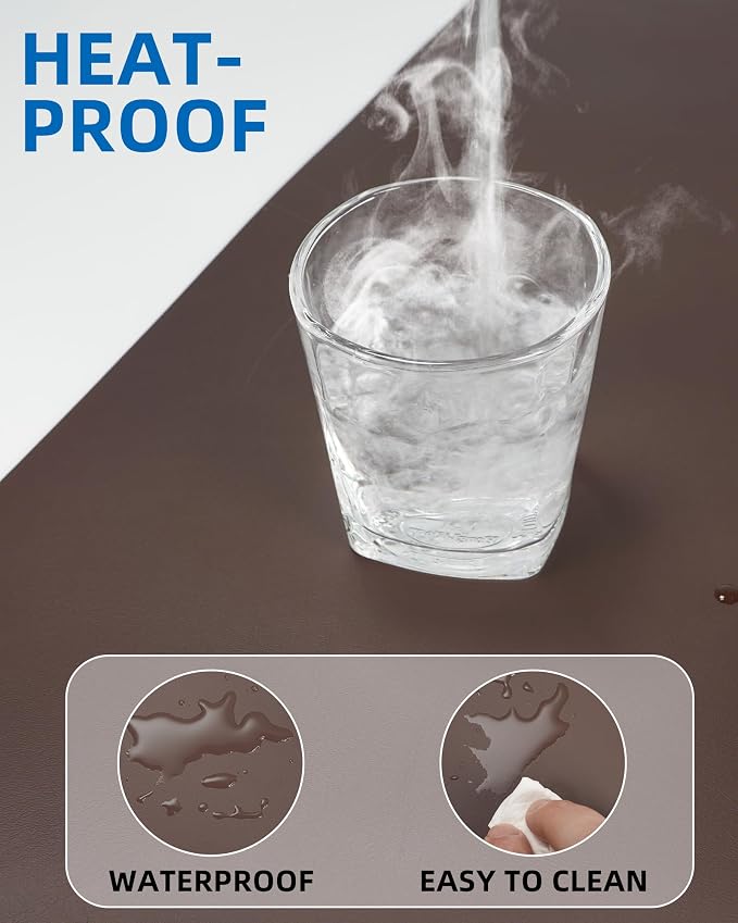 AFIING Leather Desk Pad Protector, Mouse Pad, Office Desk Mat, Non-Slip PU - Image 4