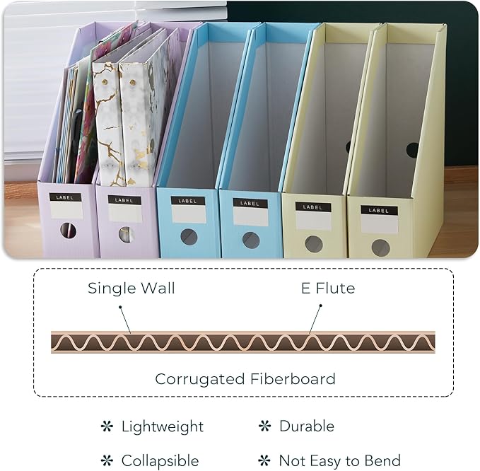 Y YOMA Cardboard File Magazine Holder, Pastel Color, 12 Pack Desktop Binder - Image 3