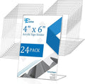 EHWINE 24 Pack 4 x 6 Acrylic Sign Holder, Vertical Slanted Back Paper Holder by EHWINE