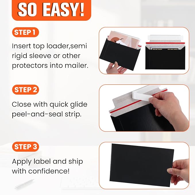 240 Pack Black Rigid Mailers, Perfect Size Shipping Envelopes - Image 7