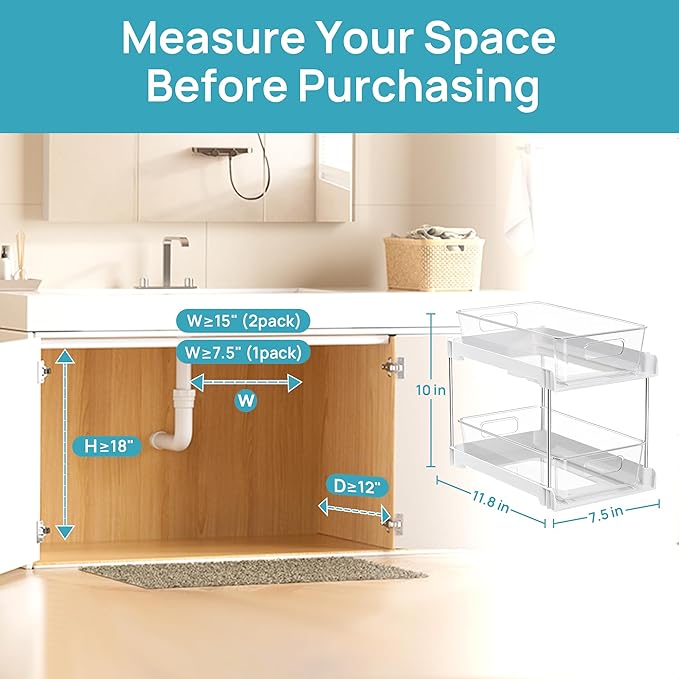 Vtopmart 4 Pack Plastic Bathroom Under Sink Pull-Out Organizer - Image 6
