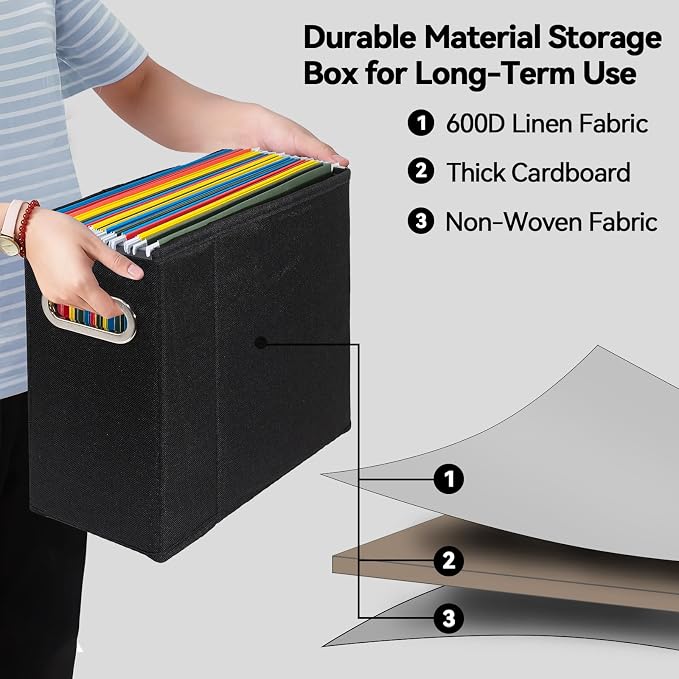 6 Packs Letter Size File Organizer, File Folders Organizer, Fabric Storage Box - Image 3