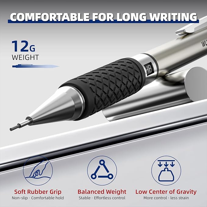 WUO 0.5mm Mechanical Pencil Set, 1 Eraser Pen, 12 Eraser Refills, Storage Case - Image 5