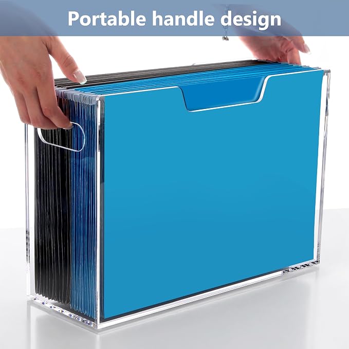 Hanging File Folder Organizer, Acrylic File Organizer Box - Image 3
