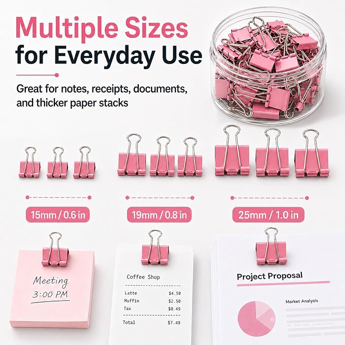 Binder Clips Assorted Sizes, Morandi Colors, Durable Metal Binder Clips - Image 4