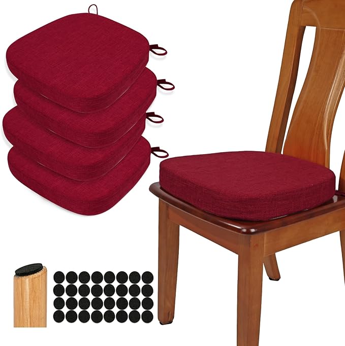 BUYUE Thickened 2.5" Dining Chair Cushions Set of 4, U-Shape High Density Foam by BUYUE