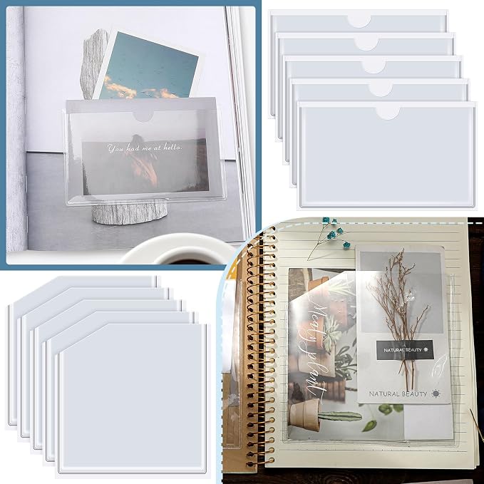 Junkin 40 Pcs Adhesive Pockets for Planners Index Card Pockets Planner - Image 4