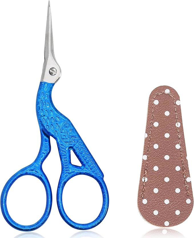BIHRTC 3.6Inch Embroidery Vintage Stork Scissors Sharp Tip Stainless Steel by HOME