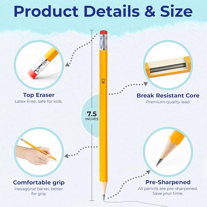 Rosmonde Pencils Bulk, 1250 Pack, Pre Sharpened #2 HB, Back to School Supplies - Image 2