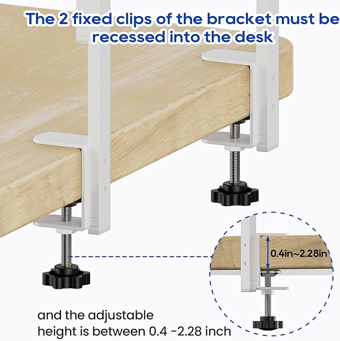 Clamp On Desk Shelf 2-Tier, 12.5 inch Wood Shelving Unit - Image 5