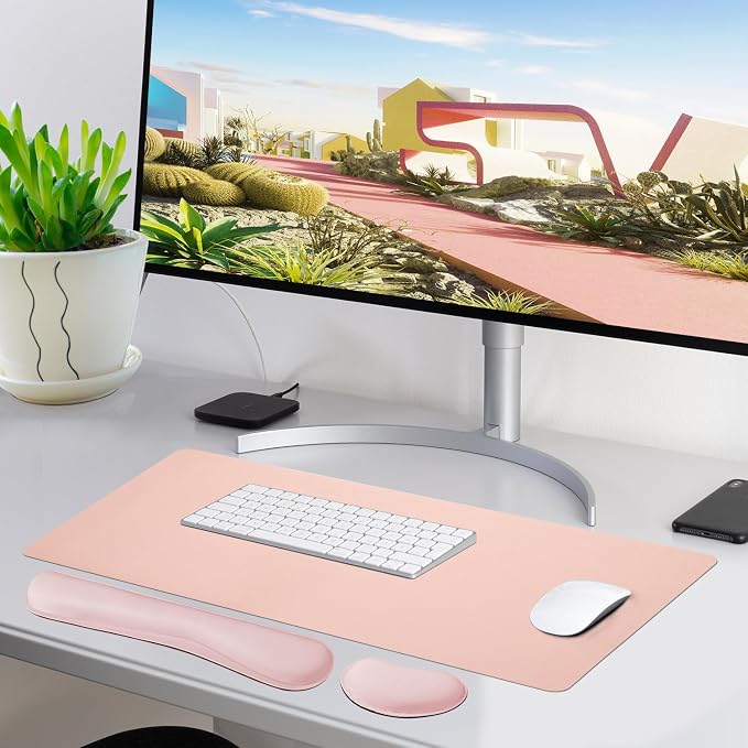 Bloss Leather Desk Pad and Keyboard Wrist Rest, Large Mouse Pad + Keyboard - Image 3