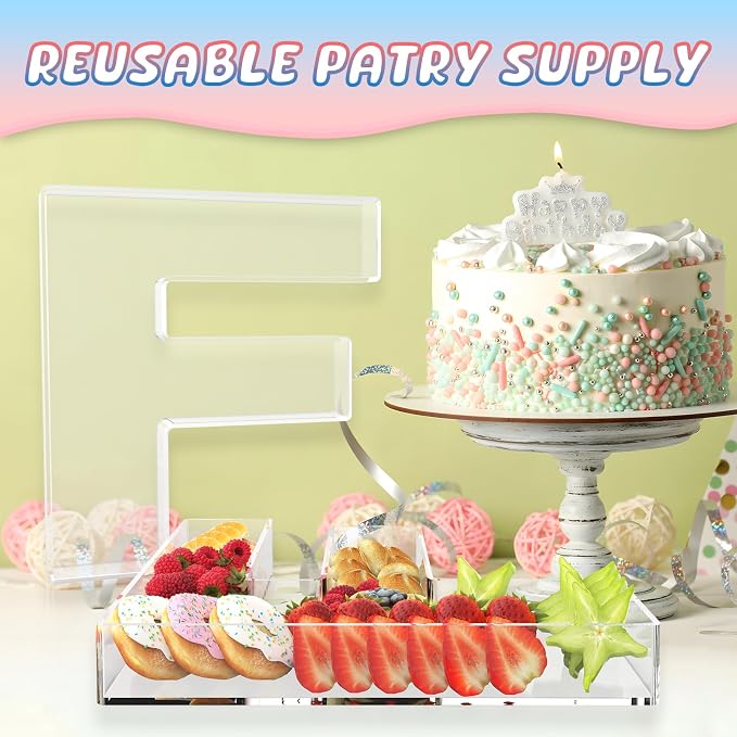 11" Acrylic Letter Charcuterie Box, Reusable Fillable Alphabet Number Shaped - Image 5