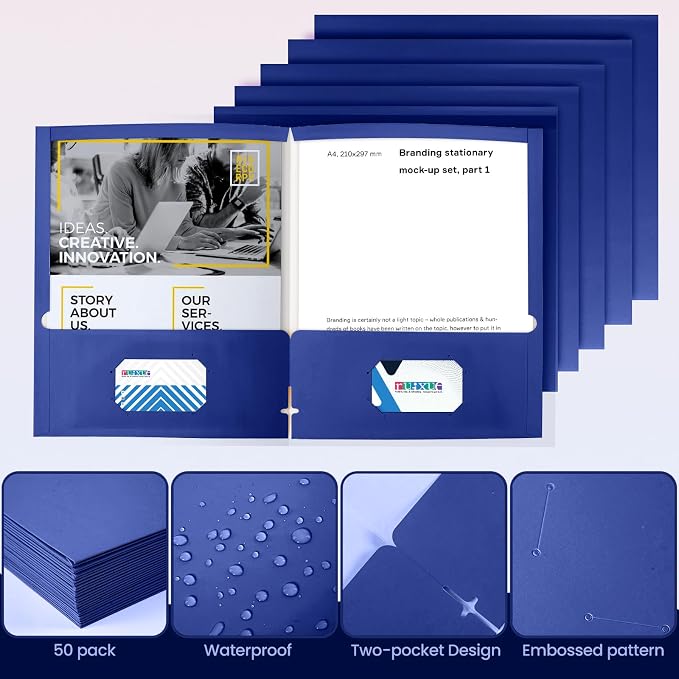 BIBRADAA® 100 Packs Blue Folders, Paper Folder Surface - Image 4