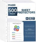 Sheet Protectors, PANDRI 500 Pack Clear Heavy Duty Plastic Page Protectors by PANDRI