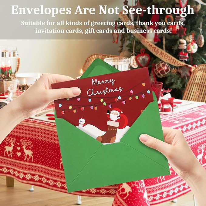 100 Pack A7 Envelopes, 5.24 x 7.24 in Christmas Envelopes - Image 5