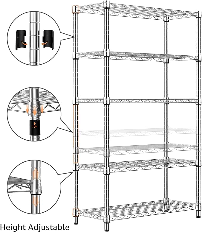M MZG 1250 lbs Steel Heavy Duty 5-Tier Utility Shelving Unit Steel Organizer - Image 5