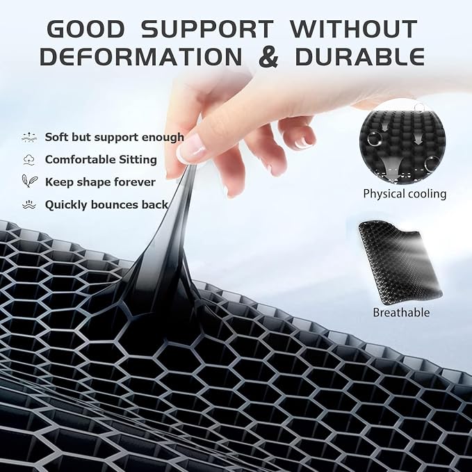Super Large Gel Seat Cushion for Long Sitting Pressure Pain Relief | 19x19inch - Image 3