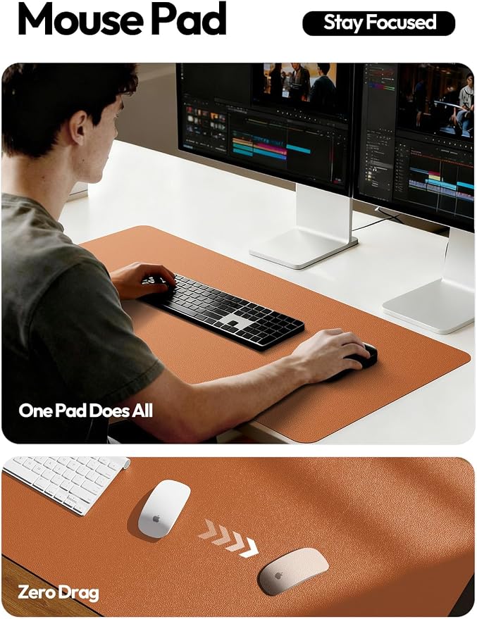 YSAGi Leather Desk Pad Protector, Office Desk Mat, Large Mouse Pad, Non-Slip PU - Image 5