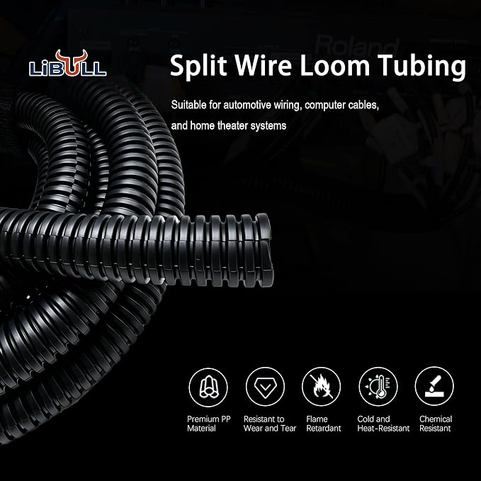 Split Wire Loom Tubing, 10FT 1/4Inch Heat Resistance Wire Protector | Cable - Image 2