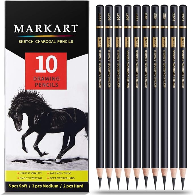 MARKART Professional Charcoal Pencils Drawing Set by MARTCOLOR