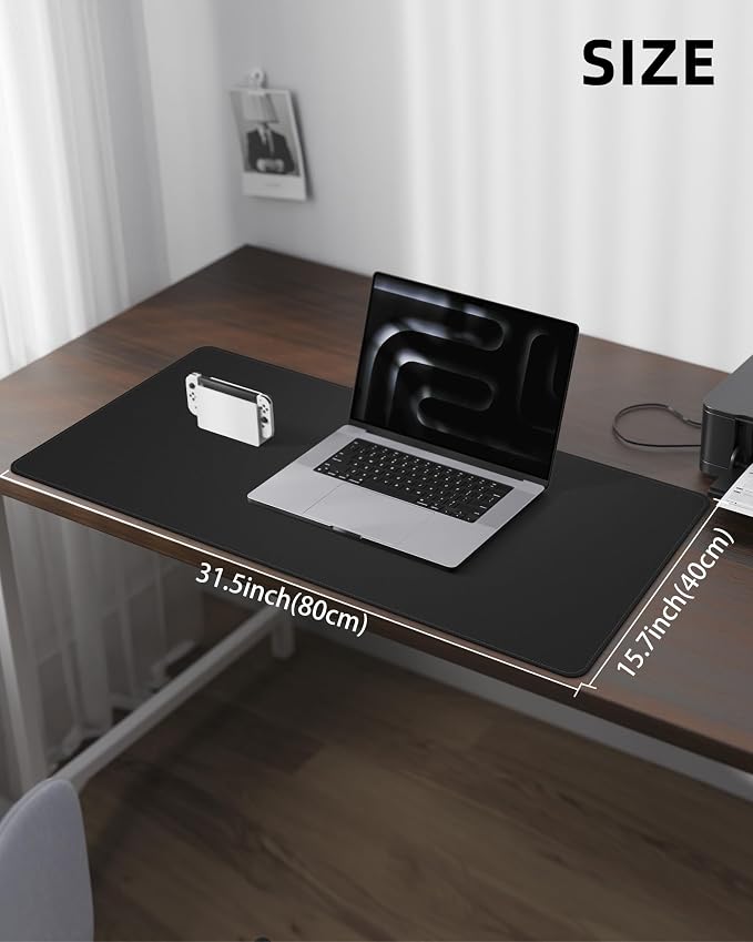 Leather Desk Pad Protector, Mouse Pad, Office Desk Mat, Non-Slip PU Leather - Image 5