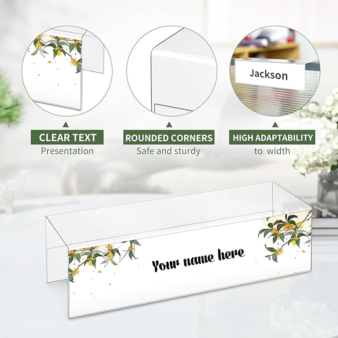 20 Pieces 2.25 Inch Cubicle Name Plate Holders Cubicle Name Tags Clear Cubicle - Image 3