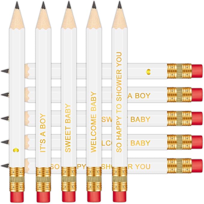 50Pcs - Baby Shower Sharpened Half Pencils by Vusnud