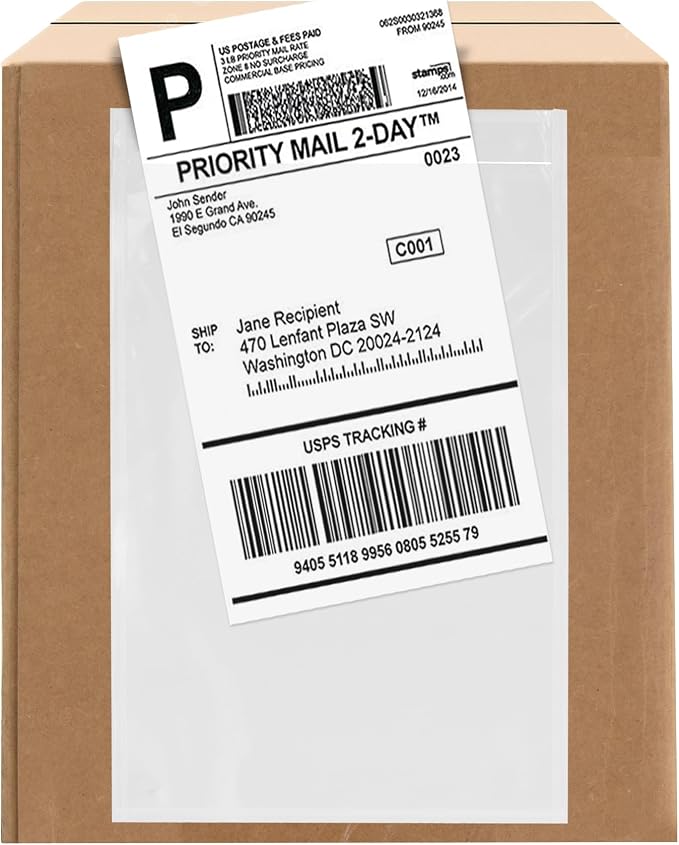 100 Count 6.5" x 10" Shipping Label Envelopes, Top Loading by GPI+POLY