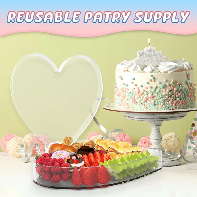 11" Acrylic Heart Shaped Charcuterie Board, Heart Plates - Image 5