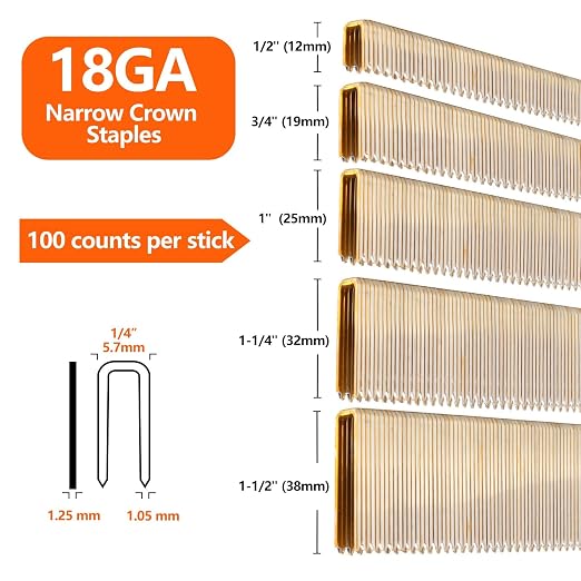 1000-Count 3/4 Inch Length 18 Gauge 1/4 Inch Narrow Crown Staples, Heavy Duty - Image 2