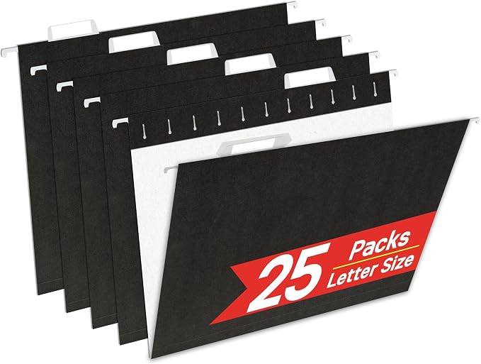 VZCPYTPM 25 Pack Hanging File Folders, Letter Size 8.5x11 Inch, Reinforced Rods by OfficeSuppliesDirect