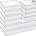Criusia Drawer Organizer, 10 Pack Large Clear Plastic Set, 3 Size Versatile by Criusia