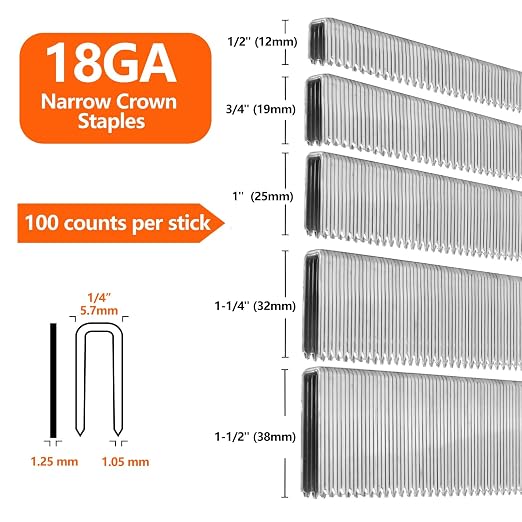 1000-Count 3/4 Inch Length 18 Gauge 1/4 Inch Narrow Crown Staples, Heavy Duty - Image 2