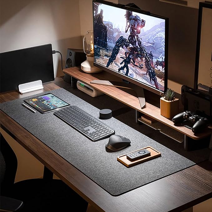 DAWNTREES Non-Slip Felt Desk Mat, 36 x 16 Inches Large Desk Pad Protector - Image 4