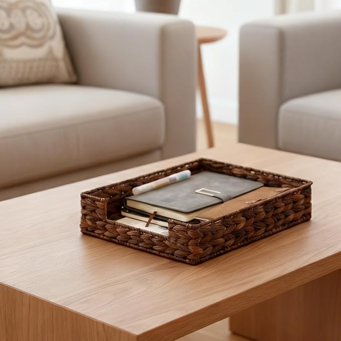 Set of 2 Water Hyacinth Letter Tray - Image 6