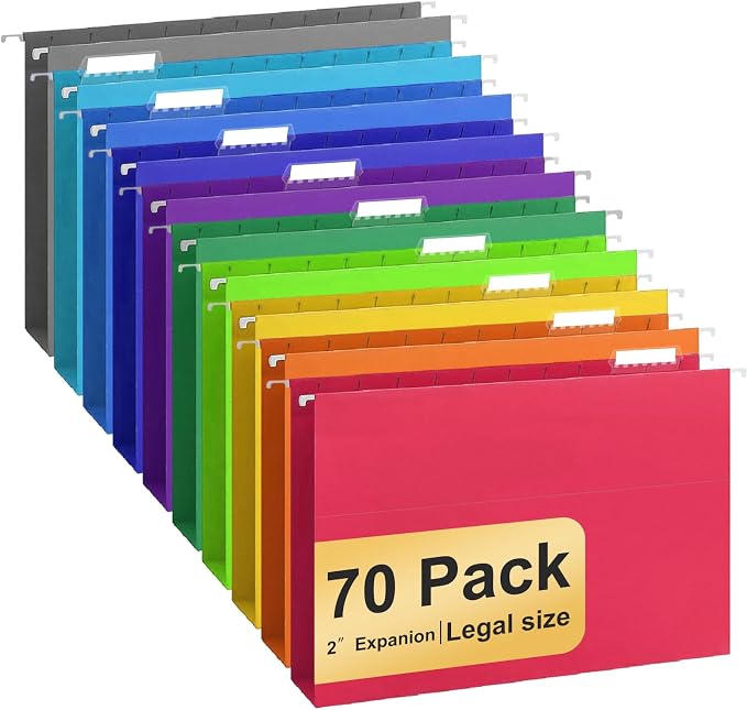Hanging File Folders Legal Size, 70 Pack File Folders by YOPCDJ