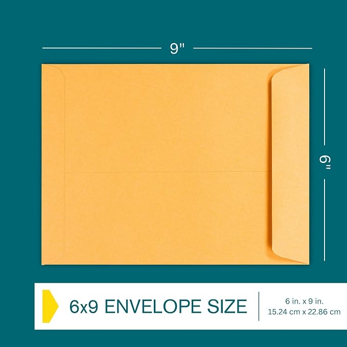 6x9 Brown Kraft Open End Envelopes Peel & Seal, 100 Pack, Self Seal Mailing - Image 3