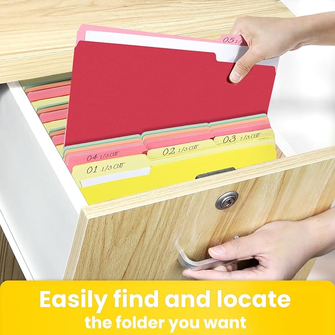 SUNEE File Folders Letter Size Yellow, 100 Pack Manilla Folders 8.5 x 11 - Image 5