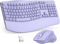 Wireless Keyboard and Mouse Combo, 2.4G Full Size Wave Keys Ergonomic Keyboard by Unknown