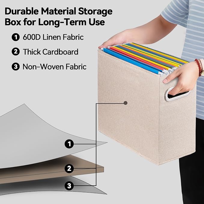 8 Pack Letter Size File Storage Box Collapsible，Fabric Hanging File Folders - Image 3