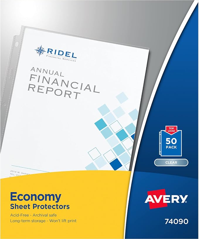Avery Clear Economy Sheet Protectors, Top Load, 50 Document Protectors by Avery