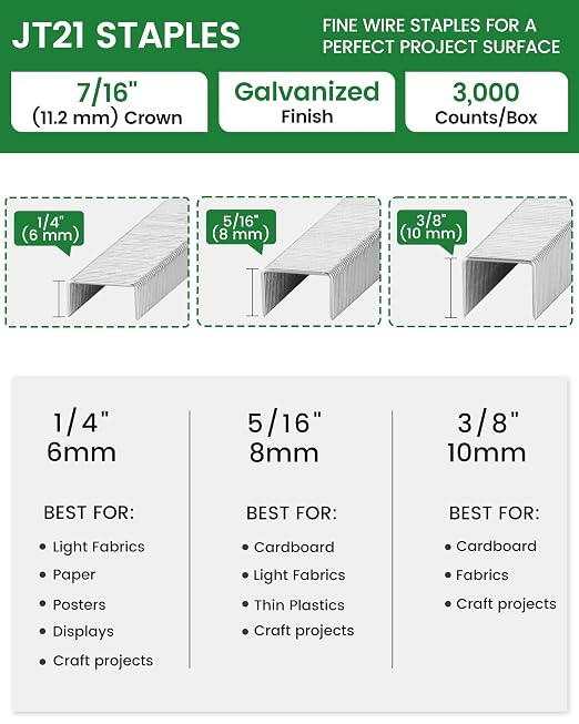 meite JT21 Staples, 1/4 Inch Galvanized Fine Wire Staples - Image 2