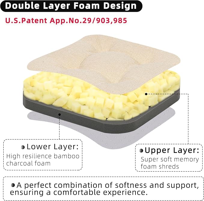GOFORIT Chair Cushions Set of 2, Tufted Shredded Memory Foam Chair Pads - Image 2