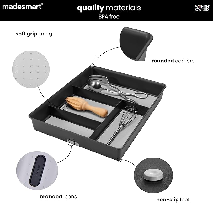 madesmart 4 Compartment Drawer Organizer, Office Tools, & Small Household Items - Image 3