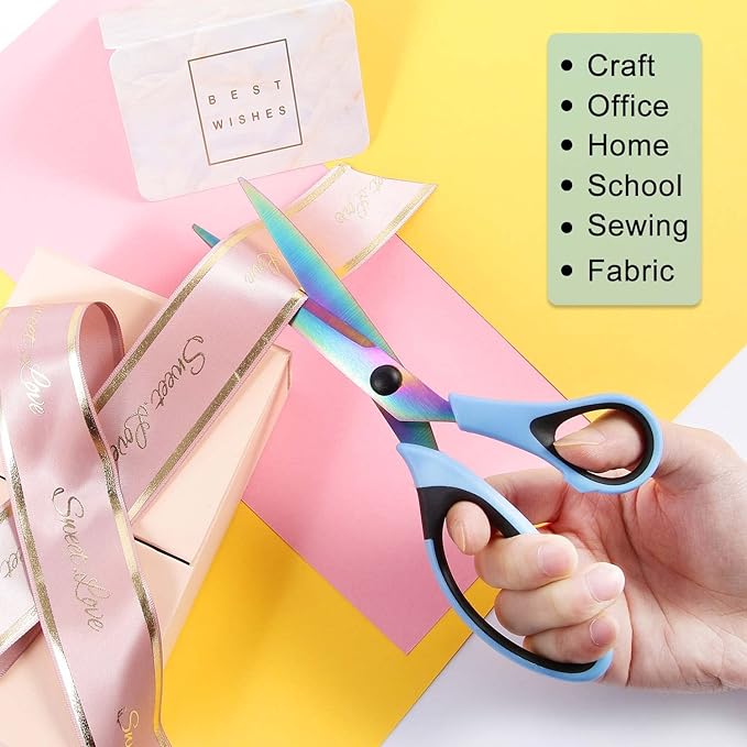8.5" All-Purpose Scissors, Comfort-Grip Sturdy Scissors - Image 2