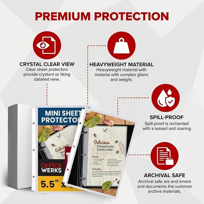 Sheet Protectors 5.5 x 8.5, 100 Pack Heavyweight Clear Mini Page Protectors - Image 6